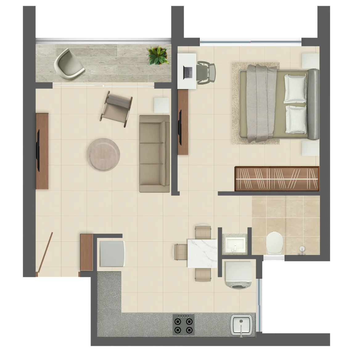 One Platinum Akurdi 1 BHK Floorplan Image