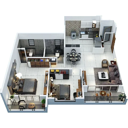 One Platinum Akurdi 2 BHK Floorplan Image