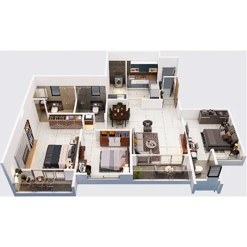 One Platinum Akurdi 3 BHK Floorplan Image